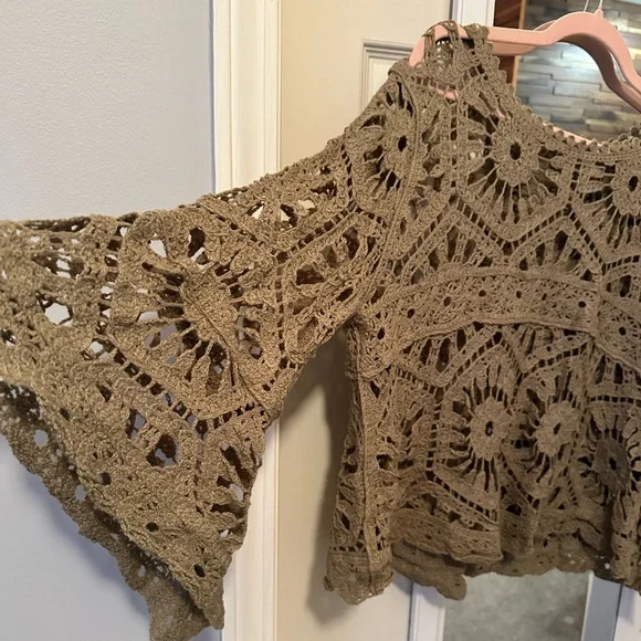 NWOT🤎POL Bohemian Goddess Crochet Top One Size - Picture 6 of 9